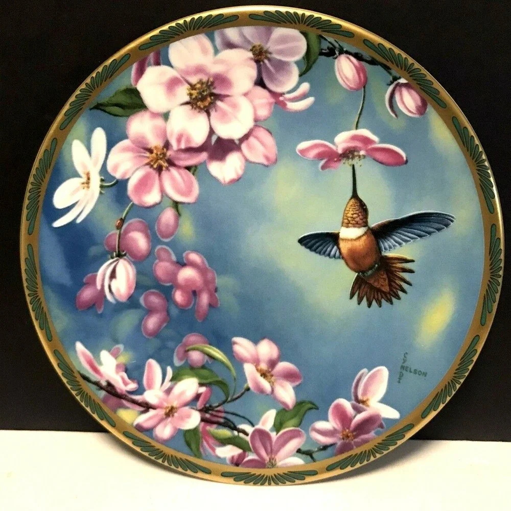 Rufous Hummingbird and Apple Blossoms - Cyndi Nelson - Plate #2701A